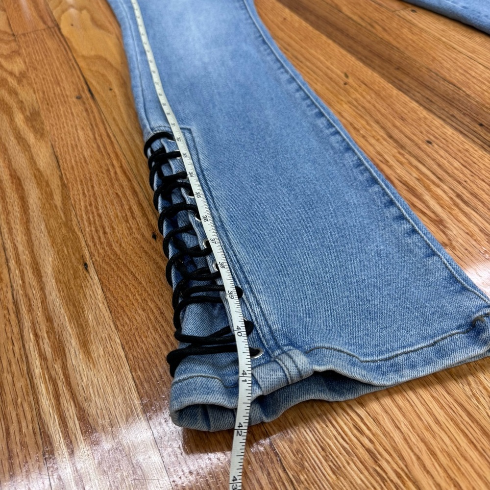Forever 21 Light Blue Lace-Up Flare Jeans - Picture 6 of 10